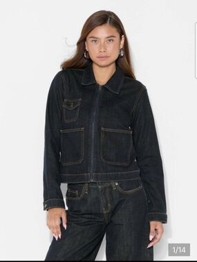 wild fable Dark Indigo Zip-Front Denim Jacket